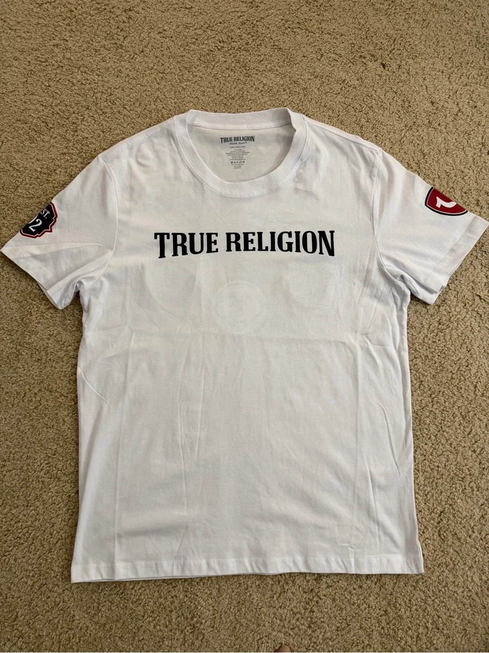 True Religion White Short-Sleeve Logo Patch Tee